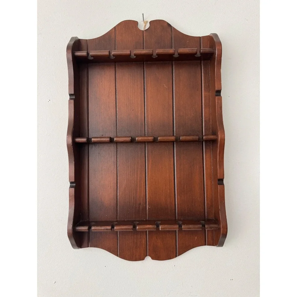 Vintage Wood Wall Spoon Rack 3-Tier Cottagecore Jewelry Floral Display Shelf